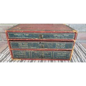 Vintage Bauer & Black B&B Adhesive Tape 3 Drawer Wood Display Advertising Box